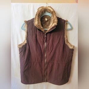 Charter Club Brown Faux Fur-lined Vest Size M